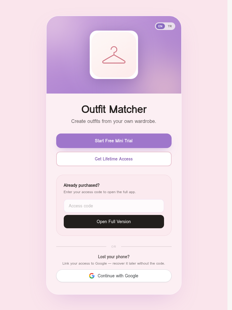 Outfit Matcher app screenshot